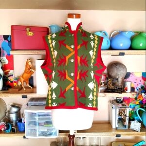 Rare Native Jackets Pendleton Blanket Vest Reversible XL Stunning Santa Fe Style